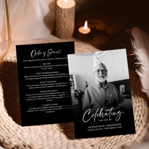Modern Elegant Script Celebration of Life Funeral Programme