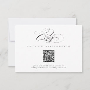 Modern Elegant Script Classic QR Code Wedding RSVP