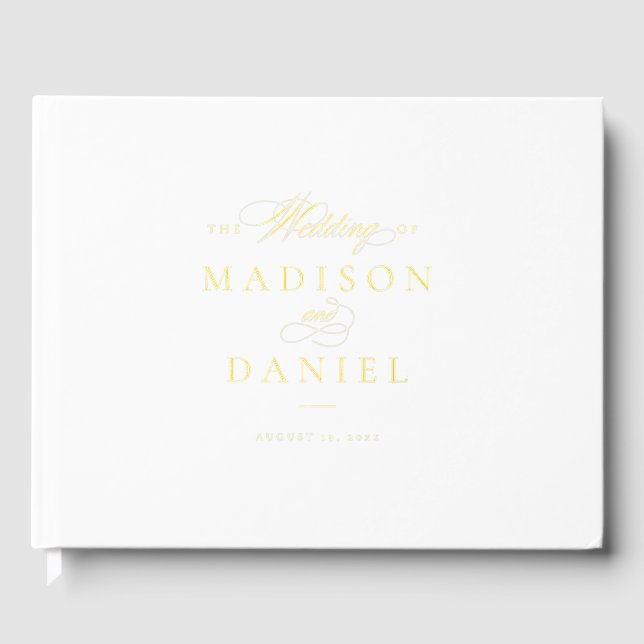 Modern Elegant Script Classic Wedding Guest Book (Front)