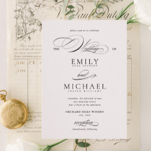 Modern Elegant Script Classic Wedding Invitation