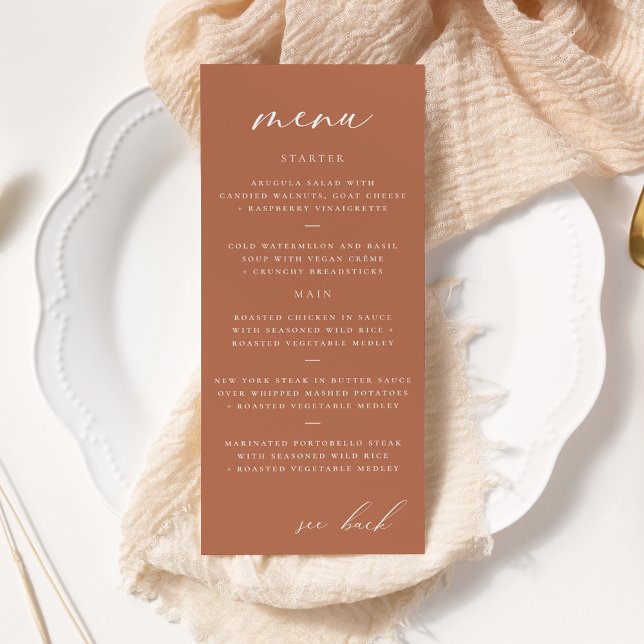 Modern Elegant Script Clay Wedding Menu (Creator Uploaded)