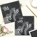 Modern Elegant Script Couple Photo Save the Date Magnet<br><div class="desc">Modern Elegant Script Couple Photo Save the Date Magnet. Black and White or colour photo with simple black transparent overlay typography design. Contact us if you need some assistance: yourstyle@pgco-designs.com .</div>