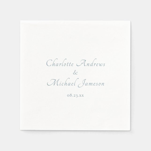 Modern Elegant Script Couples Names Wedding Napkin (Front)