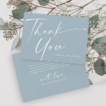Modern Elegant Script Dusty Blue Boys Baptism  Thank You Card<br><div class="desc">Modern Elegant Script Dusty Blue Boys Baptism Thank You Card. Click the personalise button to customise this design with your details. To change background colours and fonts click the edit this design further button for more options. This is part of a larger baptism collection. See below for more items.</div>