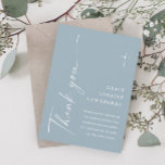 Modern Elegant Script Dusty Blue Boys Baptism Thank You Card<br><div class="desc">Modern Elegant Script Dusty Blue Boys Baptism Thank You Card. Click the personalise button to customise this design with your details. To change the colours and fonts choose edit this design further to open up additional options for customisation.</div>