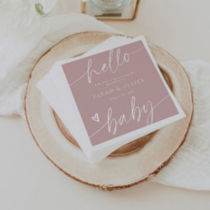 Modern Elegant Script Dusty Pink Baby Shower Napkin