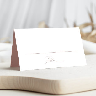 Modern Elegant Script Dusty Rose Wedding Place Card