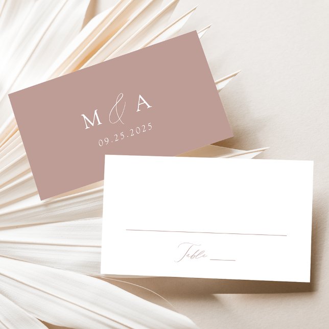 Modern Elegant Script Dusty Rose Wedding Place Card (Creator Uploaded)