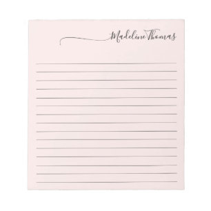 Modern Elegant Script Girly Pink Name Notepad