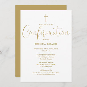 Modern Elegant Script Gold Confirmation Invitation