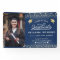 Modern Elegant Script Gold Graduation Photo Navy