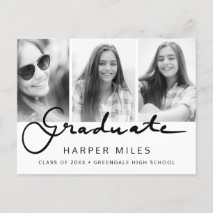 Modern elegant script gradient graduation photo postcard