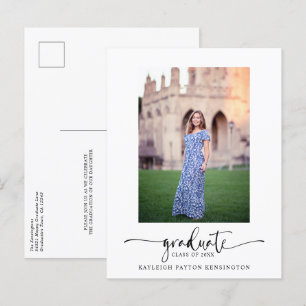 Modern Elegant Script Graduation Announcement Postcard