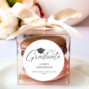 Modern Elegant Script Graduation  Classic Round Sticker