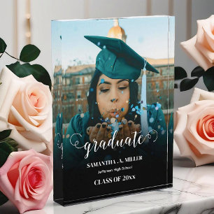 Modern Elegant Script Graduation Gift  Photo Block