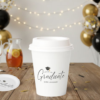 Modern Elegant Script Graduation Party Paper Cups