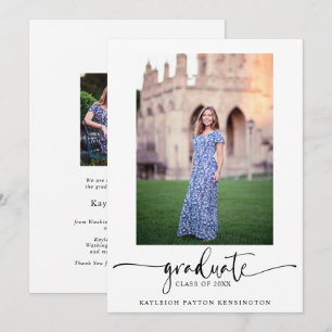 Modern Elegant Script Graduation Photo Announcement