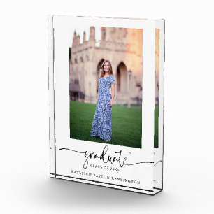 Modern Elegant Script Graduation Photo Block