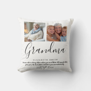 Modern Elegant Script Grandma Quote Photo Cushion