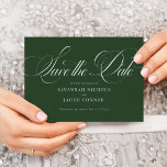 Modern Elegant Script Green Save The Date<br><div class="desc">Modern Elegant Script Green Save the Date features a large,  bold script and elegant styling.</div>
