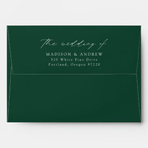Modern Elegant Script Green Wedding Envelope