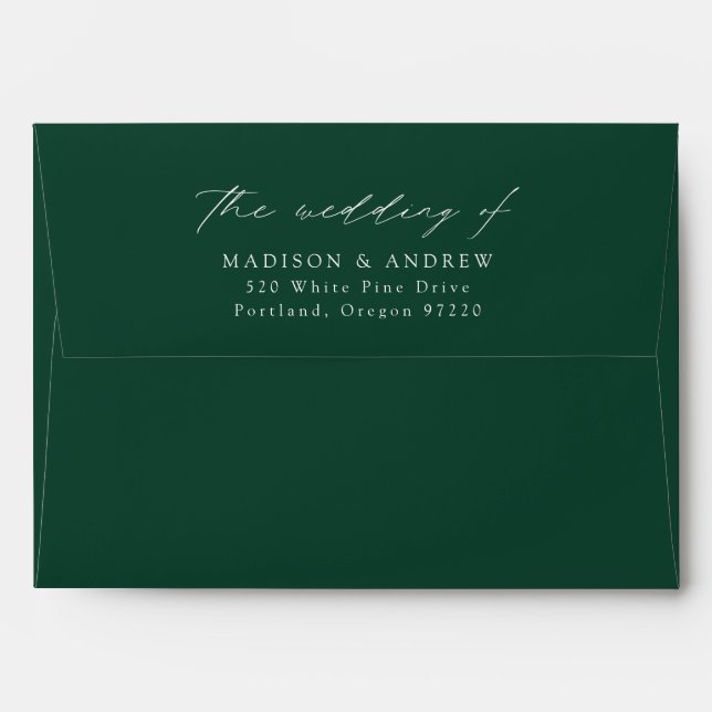 Modern Elegant Script Green Wedding Envelope (Back (Top Flap))