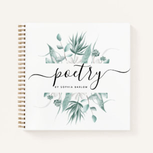 Modern Elegant Script Greenery Custom Poetry Notebook