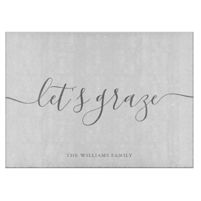 Modern Elegant Script Grey Family Grazing Board (Front)