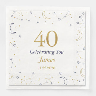 Modern Elegant Script Happy Birthday Custom Paper Napkin