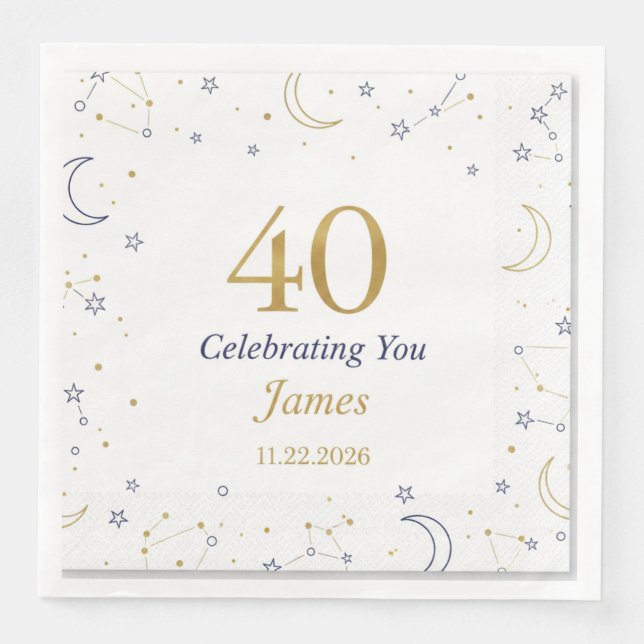 Modern Elegant Script Happy Birthday Custom Paper  Napkin (Front)