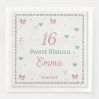 Modern Elegant Script Happy Birthday Custom Paper Napkin