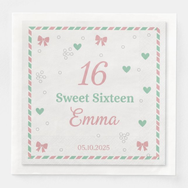 Modern Elegant Script Happy Birthday Custom Paper  Napkin (Front)
