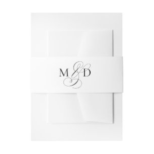 Modern Elegant Script Initials Wedding Invitation Belly Band