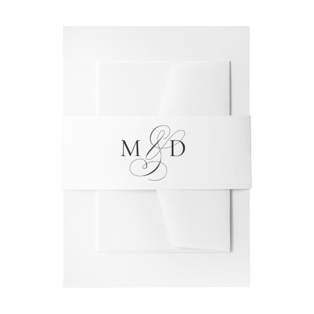Modern Elegant Script Initials Wedding Invitation Belly Band (Front Example)