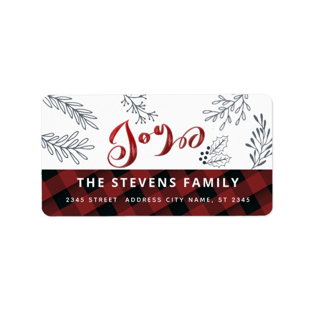 Modern elegant script joy winter botanical classic label (Front)