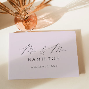 Modern Elegant Script Lavender Photo Wedding Guest Book