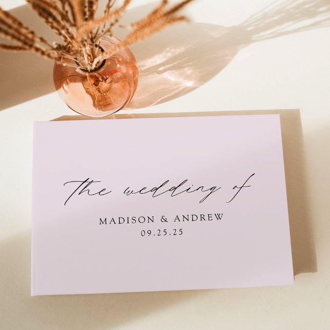 Modern Elegant Script Lavender Wedding Guest Book (Creator Uploaded)