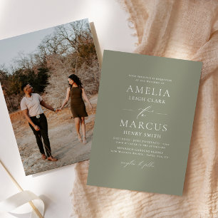 Modern Elegant Script Light Olive Wedding Invitation