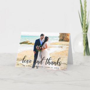 Modern Elegant Script Love Thanks Wedding B Fold Thank You Card