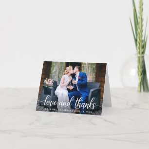 Modern Elegant Script Love Thanks Wedding Note Thank You Card