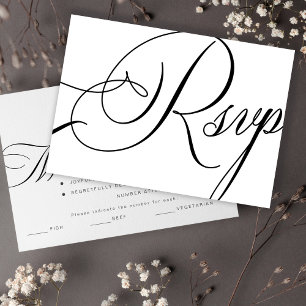 Modern elegant script meal choice wedding RSVP card