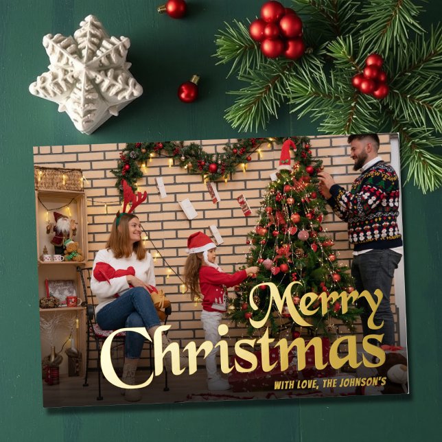 Modern Elegant Script Merry Christmas Family Photo (Creator Uploaded)