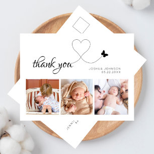 Modern Elegant Script Minimal 3 Photo Baby Shower Postcard