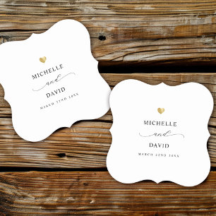 Modern Elegant Script Minimal Gold Wedding Favour Paper Coaster