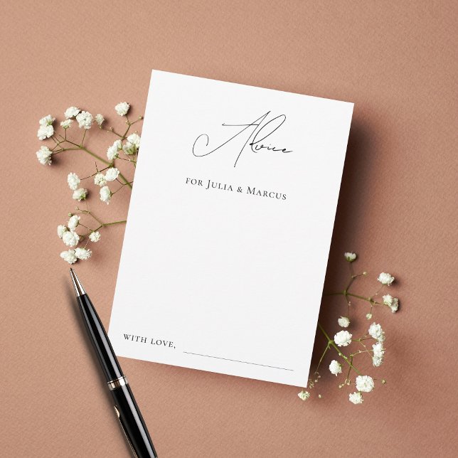 Modern Elegant Script Minimalist Plain Wedding Advice Card (Creator Uploaded)