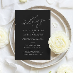 Modern Elegant Script Minimalist Wedding Invitation