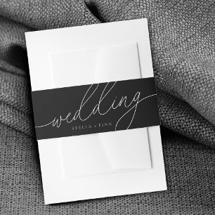 Modern Elegant Script Minimalist Wedding Invitation Belly Band