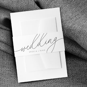 Modern Elegant Script Minimalist Wedding Invitation Belly Band