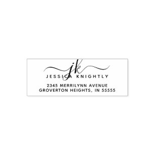 Modern Elegant Script Monogram Initials Self-inking Stamp