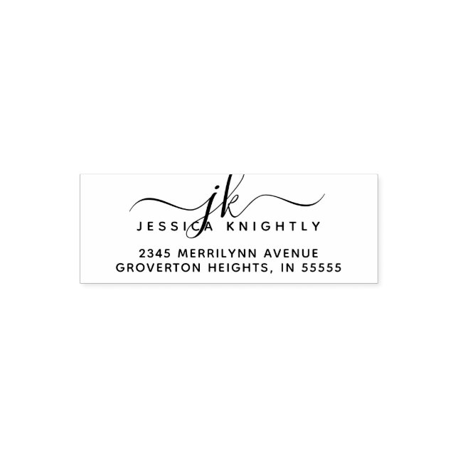 Modern Elegant Script Monogram Initials Self-inking Stamp (Design)